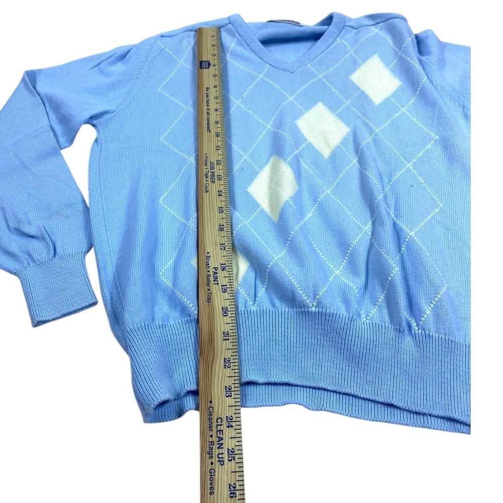 Vintage Titleist Pullover Sweater V-Neck Mens MED Blue Cotton Made in Scotland‎ - Picture 5 of 8